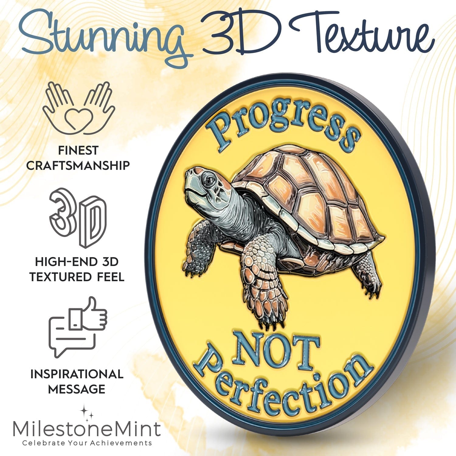 Recovery Medallion Coin I Inspiring Sobriety I Progress Not Perfection Turtle
