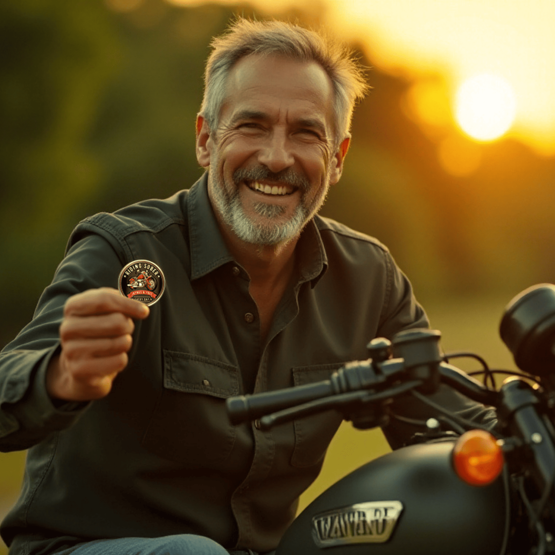 Recovery Medallion Coin I Inspiring Sobriety I  Riding Sober Motorcycle