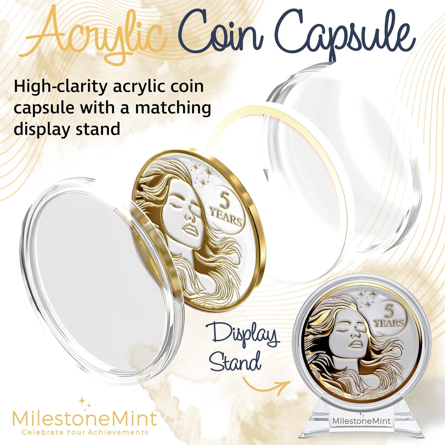 Recovery Medallion Coin I Inspiring Sobriety I Womens AA Milestone Gold