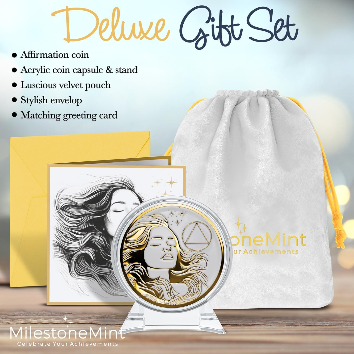 Recovery Medallion Coin I Inspiring Sobriety I Womens AA Milestone Gold