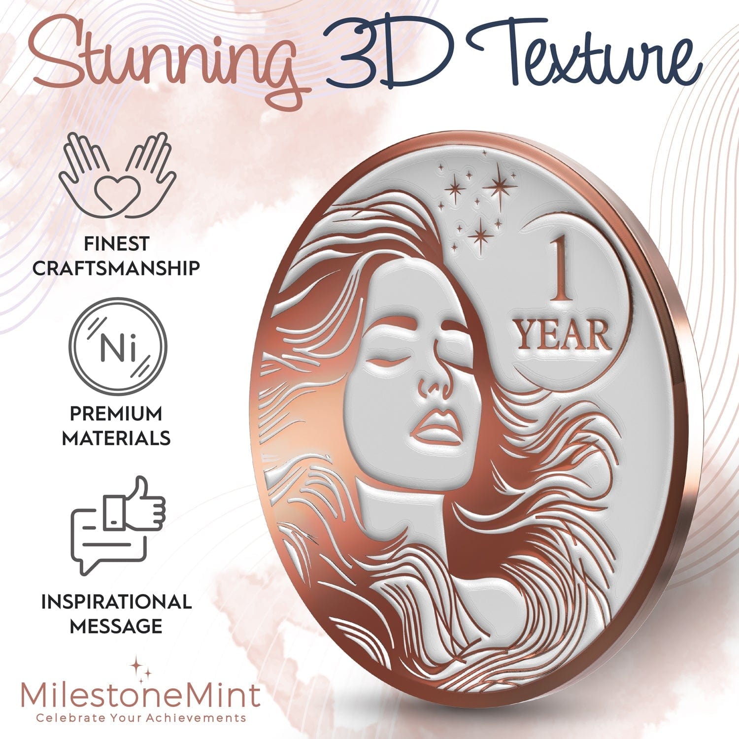 Recovery Medallion Coin I Inspiring Sobriety I Womens AA Milestone Serenity Prayer