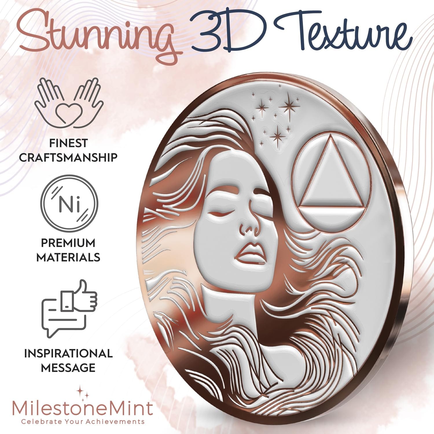Recovery Medallion Coin I Inspiring Sobriety I Womens AA Milestone Serenity Prayer