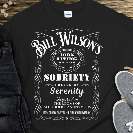 Recovery T-Shirt | Inspiring Sobriety |  Bill Wilson's 100% Living Proof Sobriety