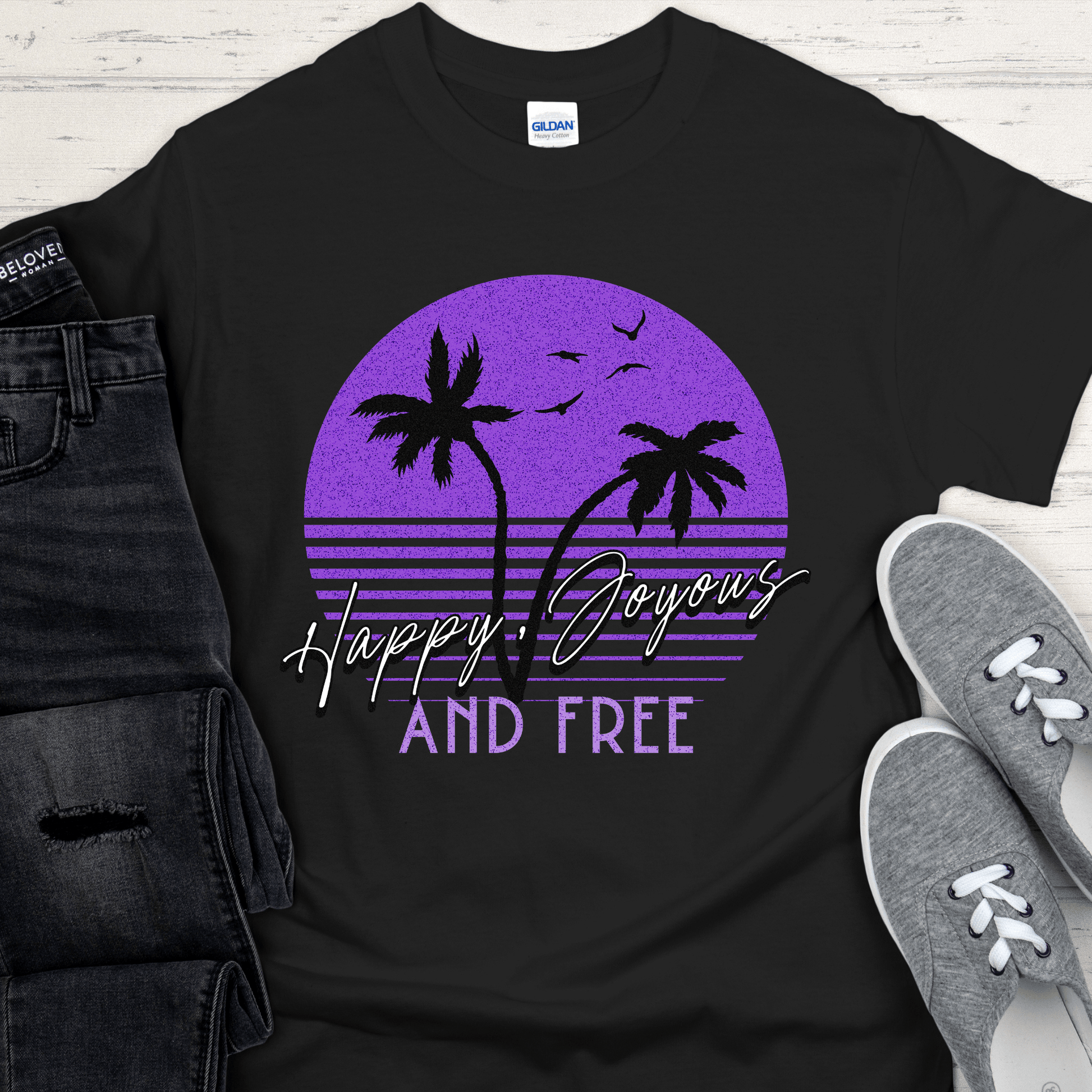 Recovery T-Shirt | Inspiring Sobriety |  Happy, Joyous & Free Sunset