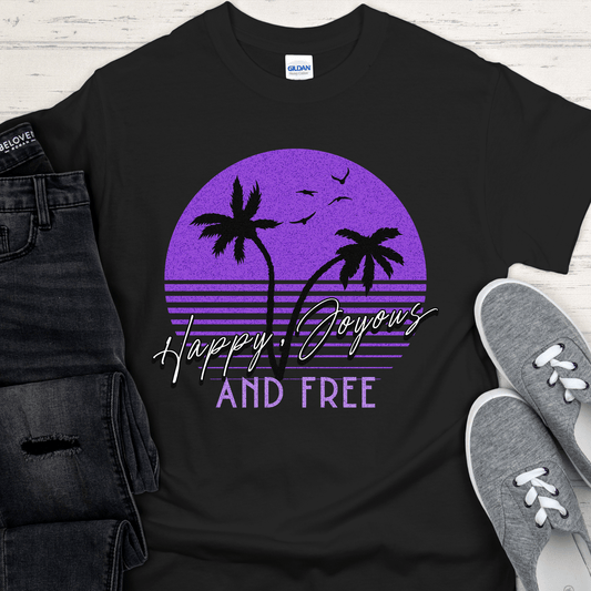 Recovery T-Shirt | Inspiring Sobriety |  Happy, Joyous & Free Sunset