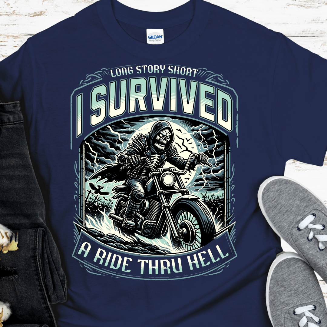 Recovery T-Shirt | Inspiring Sobriety |    I Survived a Ride Thru Hell