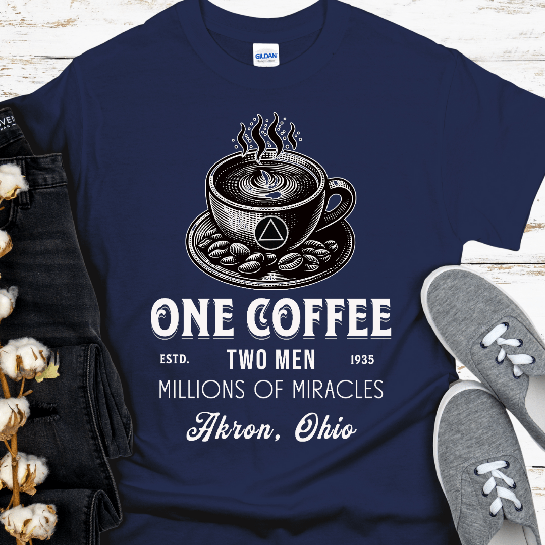 Recovery T-Shirt | Inspiring Sobriety |  One Coffee, 2 Men & Millions of Miracles