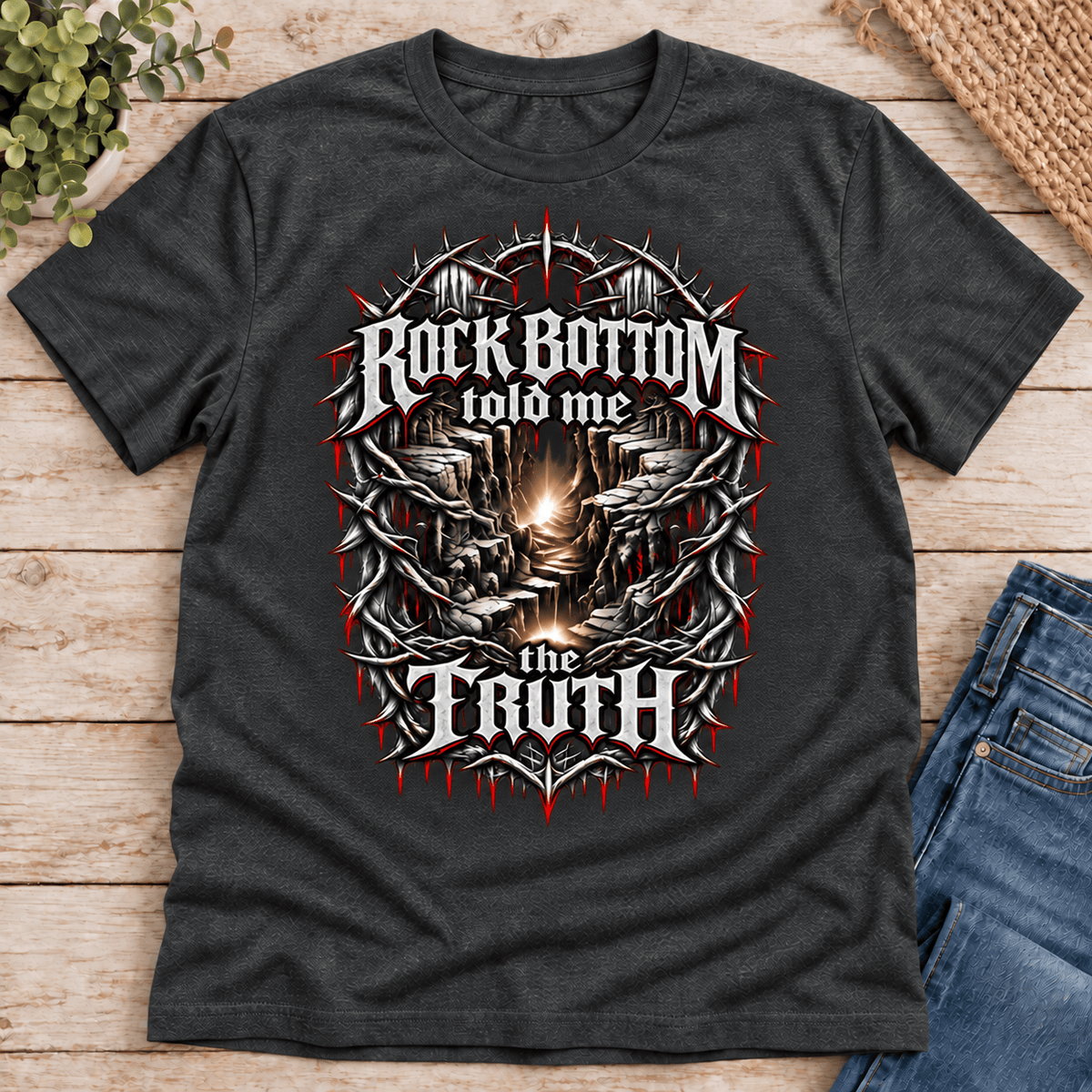 Recovery T-Shirt | Inspiring Sobriety | Rock Bottom Told Me The Truth