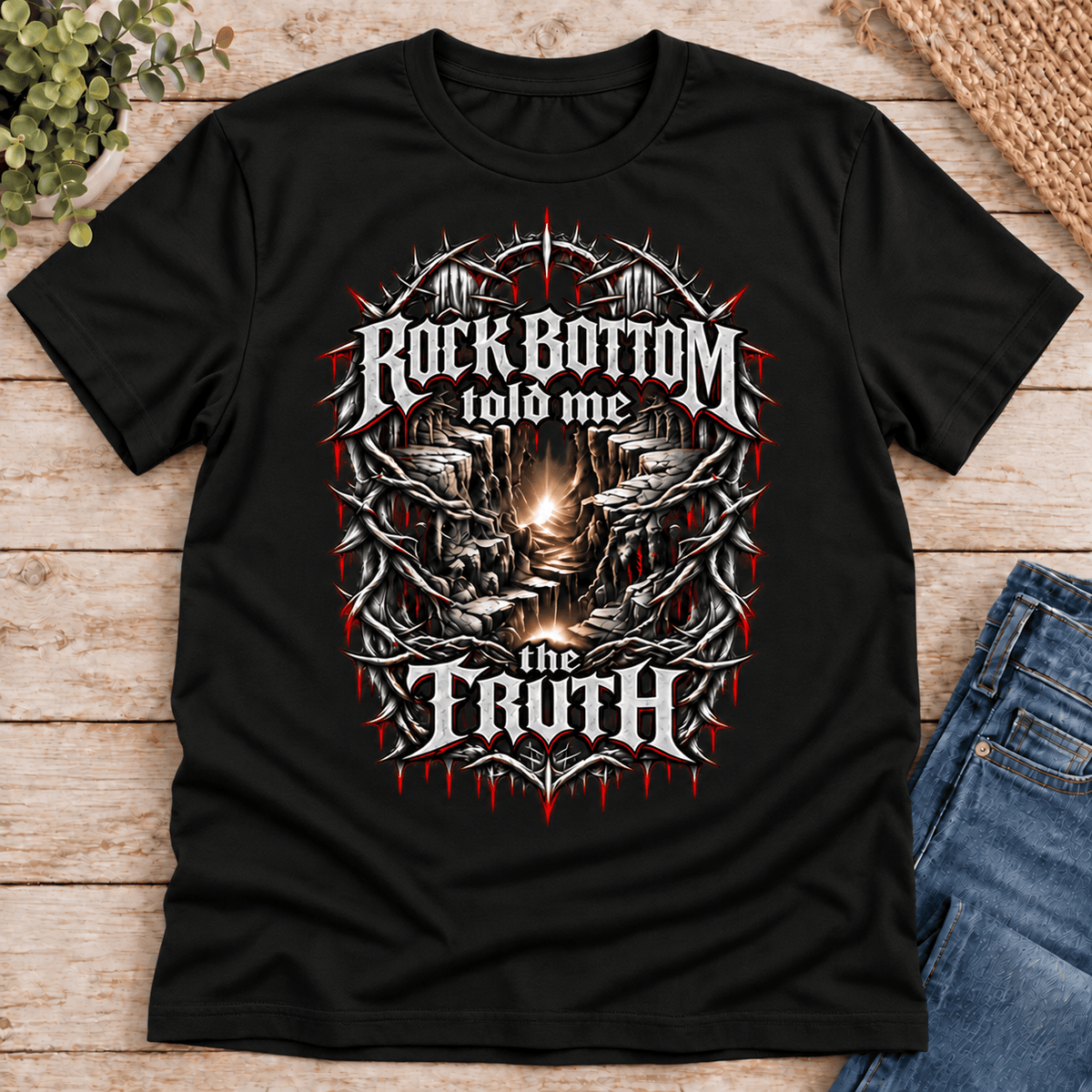 Recovery T-Shirt | Inspiring Sobriety | Rock Bottom Told Me The Truth