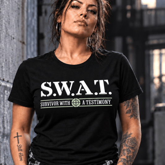 Recovery T-Shirt | Inspiring Sobriety | S.W.A.T. - Survivor With a Testimony