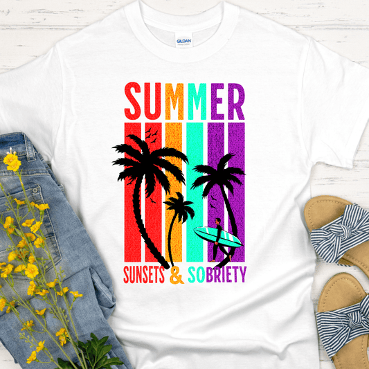 Recovery T-Shirt | Inspiring Sobriety |  Summer Sunsets & Sobriety