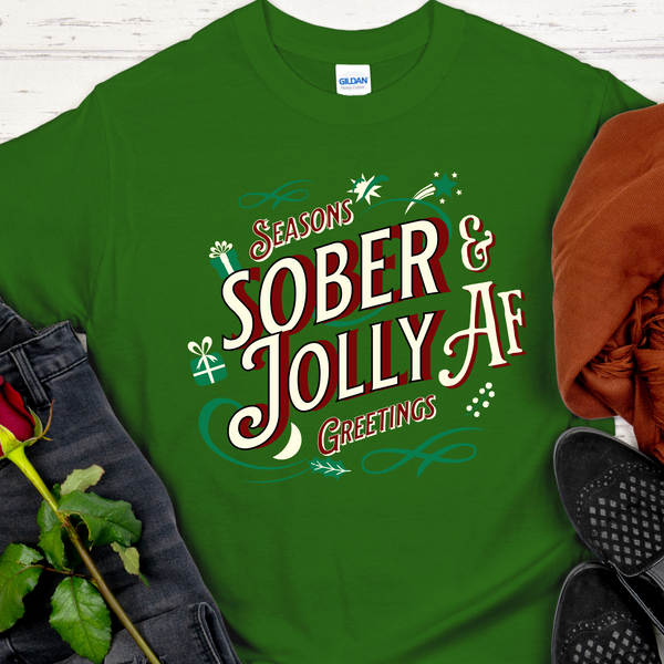 Christmas Recovery T-Shirt | Inspiring Sobriety |  Sober & Jolly AF