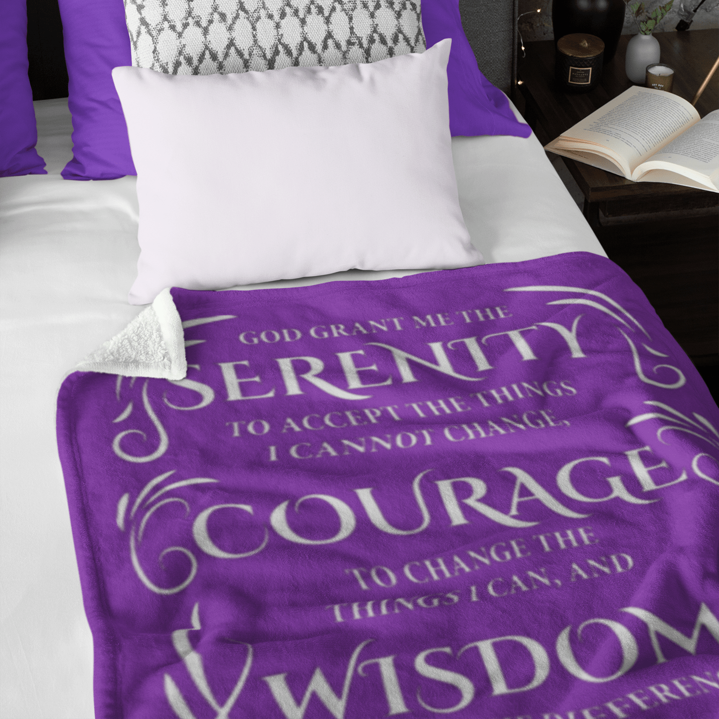 Serenity Prayer Throw 30x40 (Dark Colors) | Inspiring Sobriety