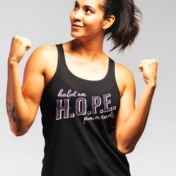 Womens Recovery Tank | Inspiring Sobriety |  H.O.P.E. hold on pain ends