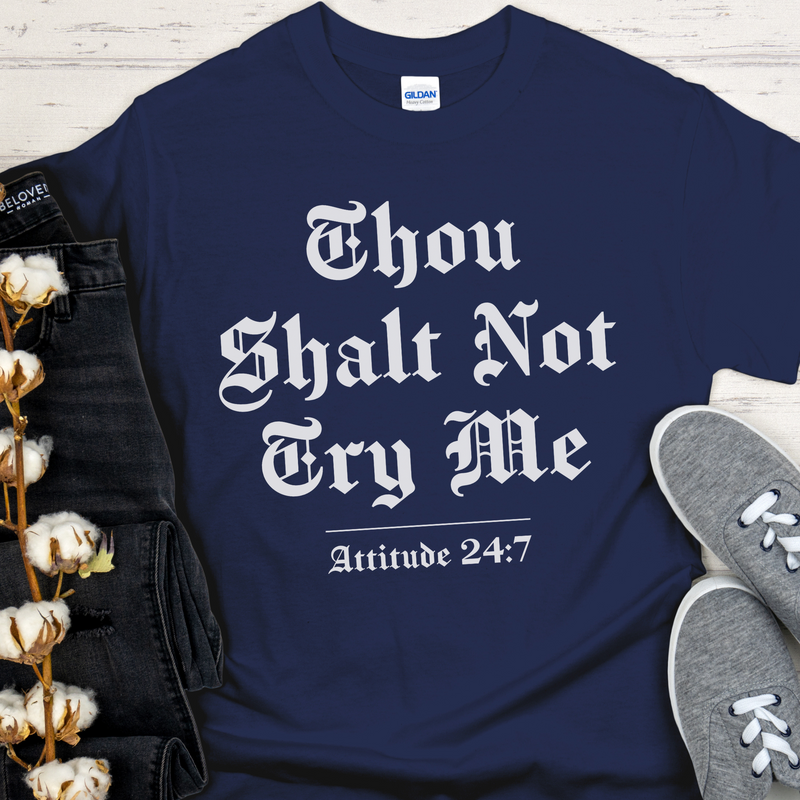 navy blue Unisex Recovery T-Shirt | Inspiring Sobriety |  Thou Shalt Not Try Me