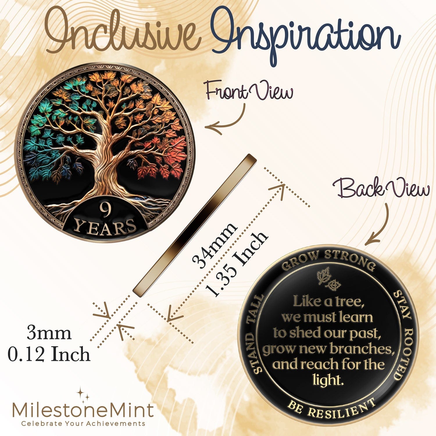 Tree of Life Affirmation Sobriety Coin Gift Set - Multicolor