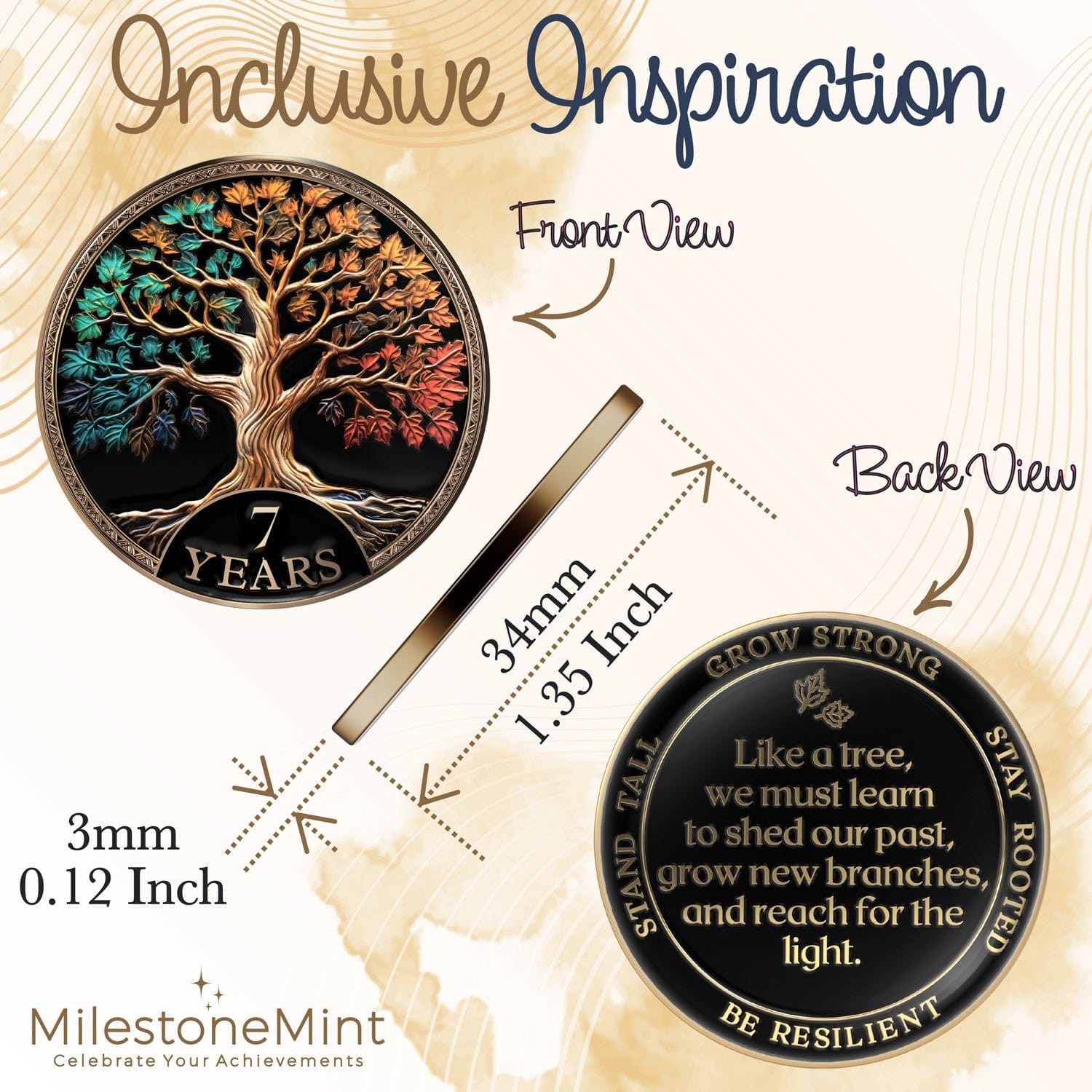 Tree of Life Affirmation Sobriety Coin Gift Set - Multicolor