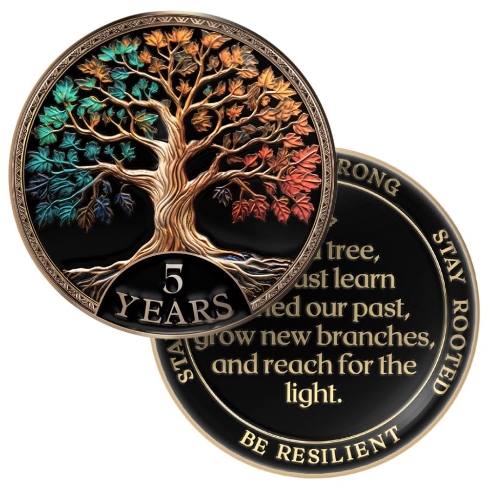 Tree of Life Affirmation Sobriety Coin Gift Set - Multicolor