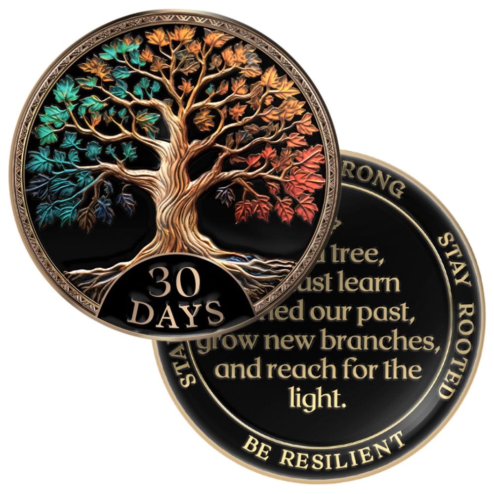 Tree of Life Affirmation Sobriety Coin Gift Set - Multicolor