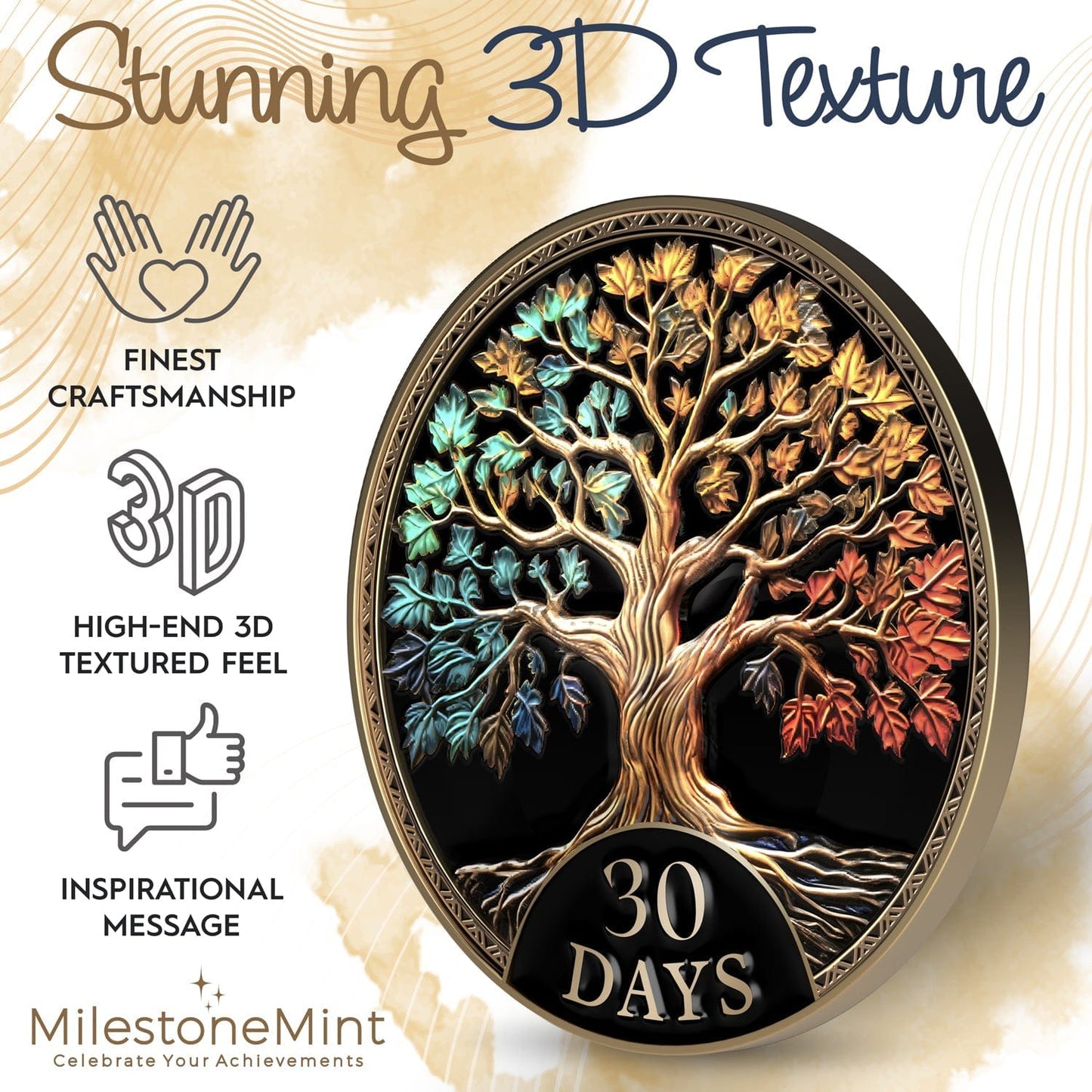 Tree of Life Affirmation Sobriety Coin Gift Set - Multicolor