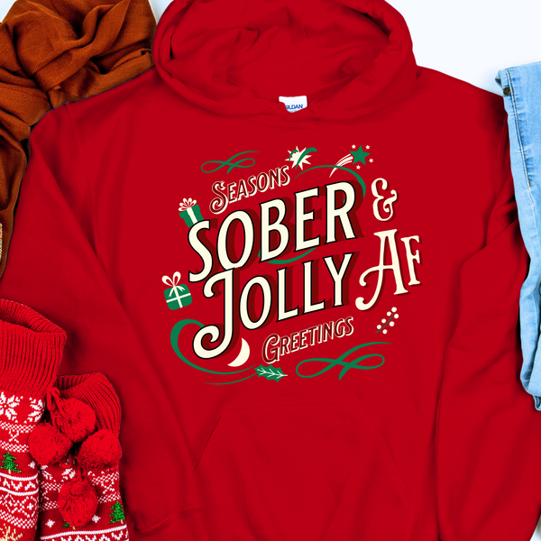 Christmas Recovery Hoodie | Inspiring Sobriety |  Sober & Jolly AF