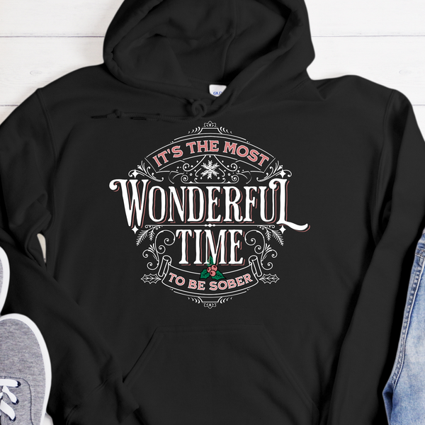 Christmas Recovery Hoodie | Inspiring Sobriety |  Wonderful Time To Be Sober