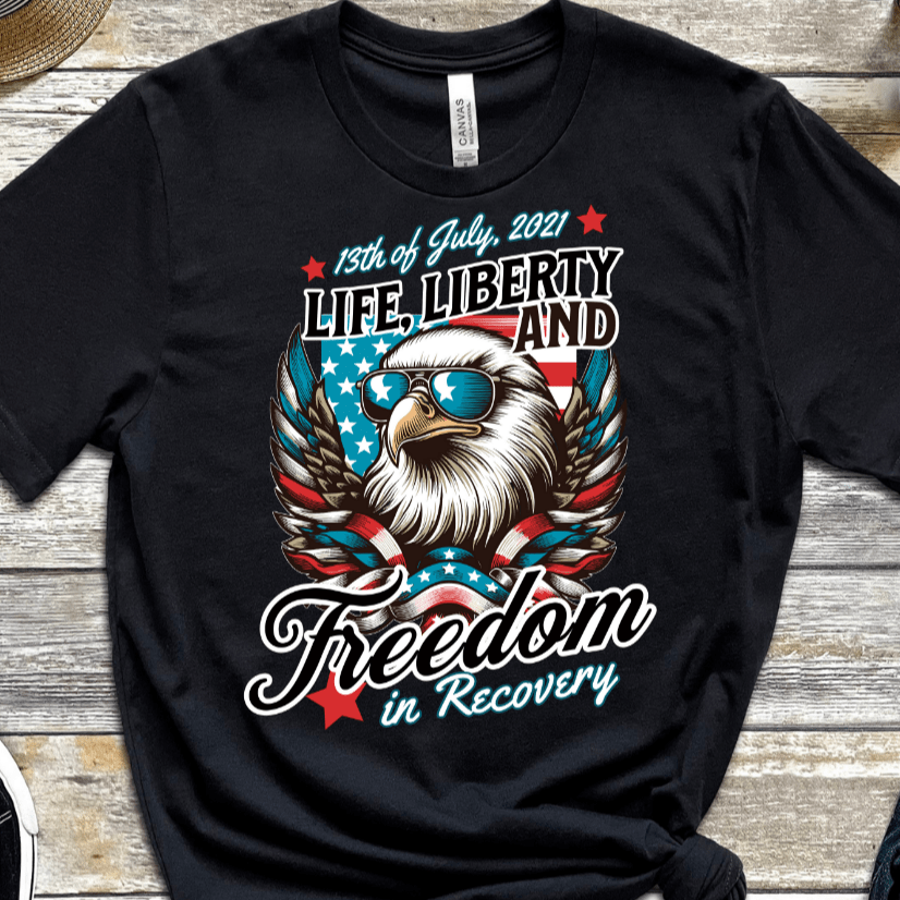 Vintage Recovery T-Shirt | Inspiring Sobriety |  Life, Liberty & Freedom
