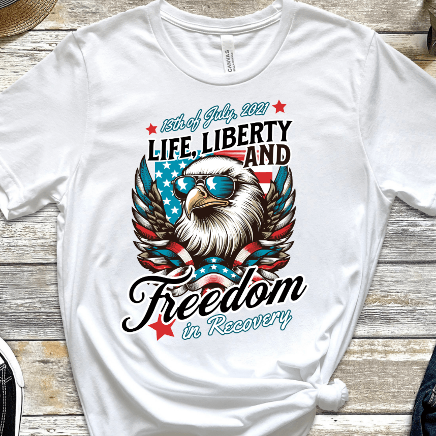 Vintage Recovery T-Shirt | Inspiring Sobriety |  Life, Liberty & Freedom