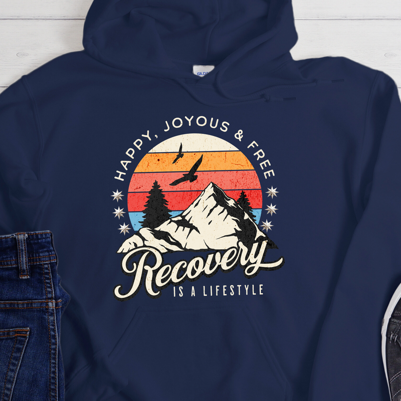 navy Recovery Hoodie | Inspiring Sobriety |  Recovery Is a Lifestyle