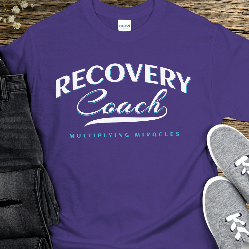 purple Recovery T-Shirt | Inspiring Sobriety |  Recovery Coach