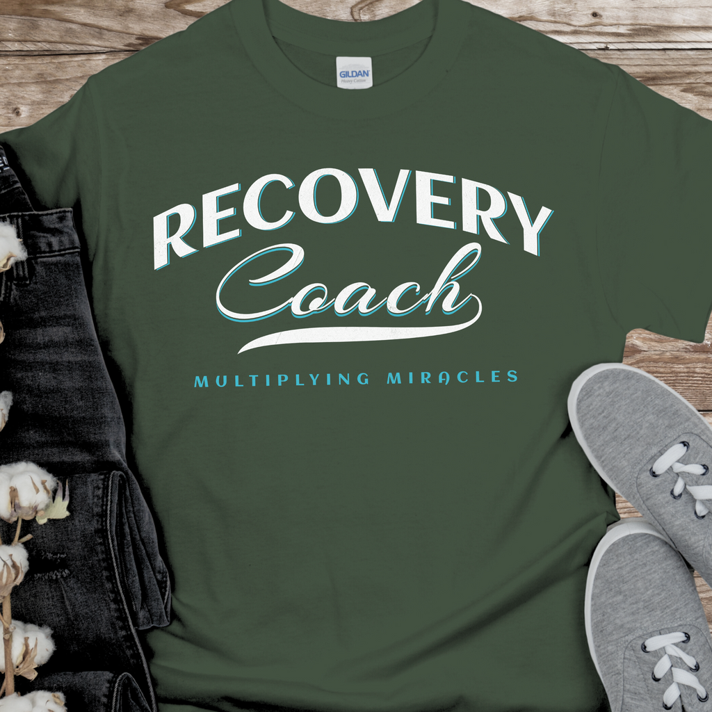 military green Recovery T-Shirt | Inspiring Sobriety |  Recovery Coach