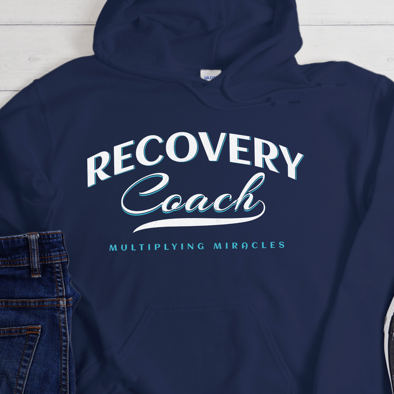 navy blue Recovery Hoodie | Inspiring Sobriety |  Recovery Coach