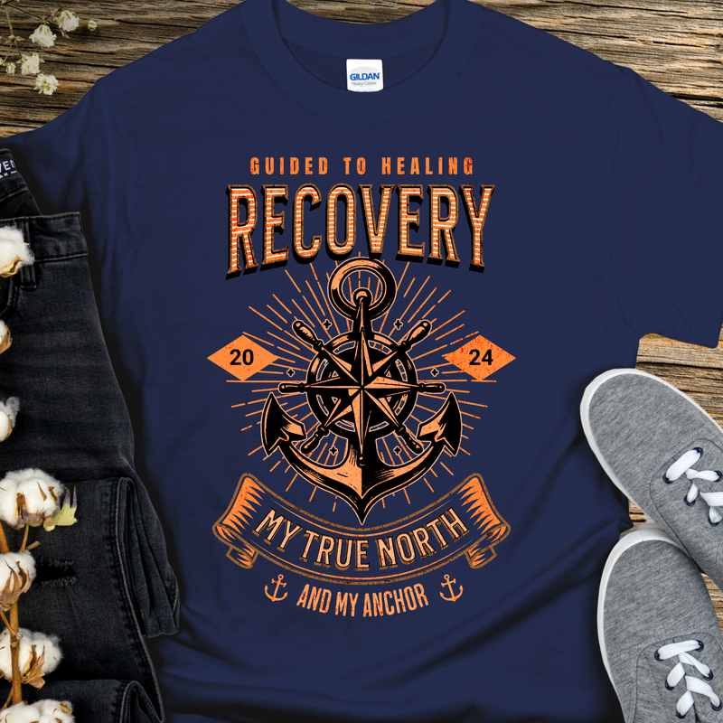 navy blue Custom Recovery T-Shirt | Inspiring Sobriety | Recovery - My True North