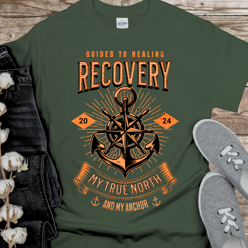 military green Custom Recovery T-Shirt | Inspiring Sobriety | Recovery - My True North