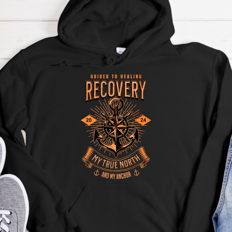 black Custom Recovery Hoodie | Inspiring Sobriety |  Recovery - My True North