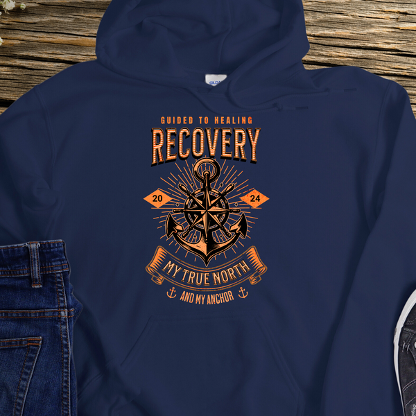 navy blue Custom Recovery Hoodie | Inspiring Sobriety |  Recovery - My True North