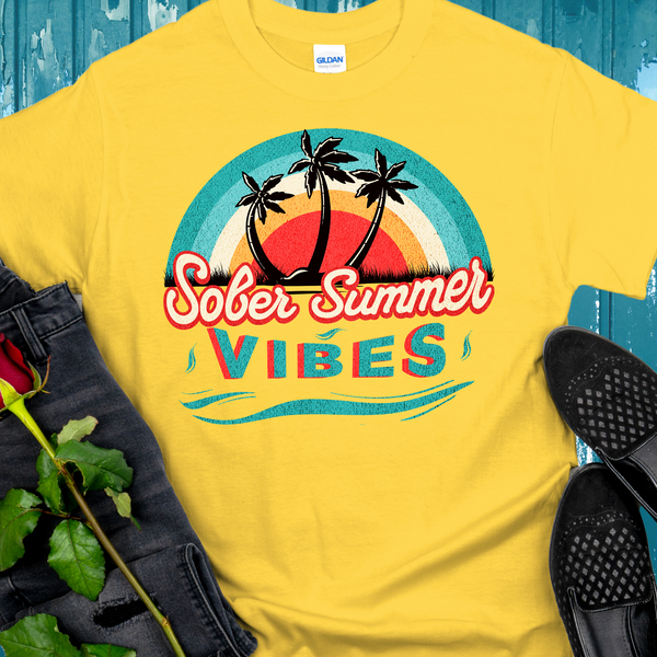 yellow Recovery T-Shirt | Inspiring Sobriety |  Sober Summer Vibes