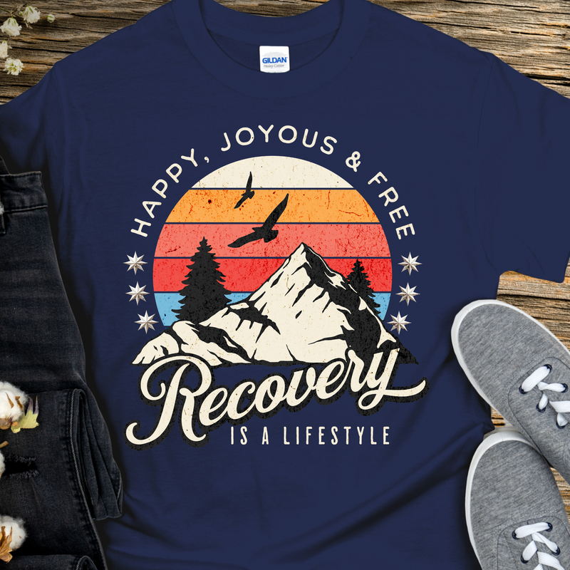 navy blue Recovery T-Shirt | Inspiring Sobriety |  Recovery Is a Lifestyle