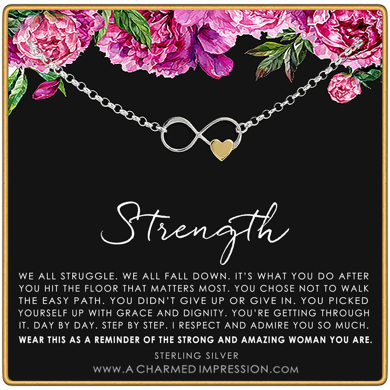Strength Necklace • Addiction Recovery • Survivor Gift • Silver Necklace • Strength • Encouragement • Cancer Divorce Single Mom Depression • Inspirational Gifts