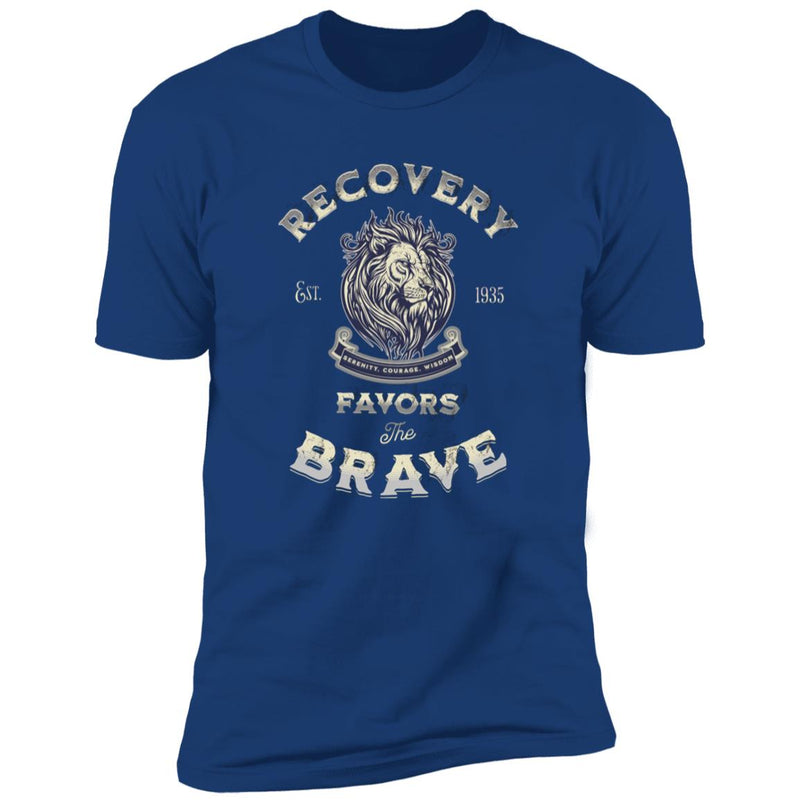 royal blue Mens Recovery T-Shirt | Inspiring Sobriety | Recovery Favors The Brave