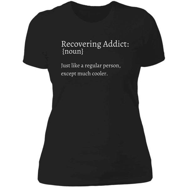 funny NA narcotics anonymous recovery dictionary definition of a recovering addict womens tshirt