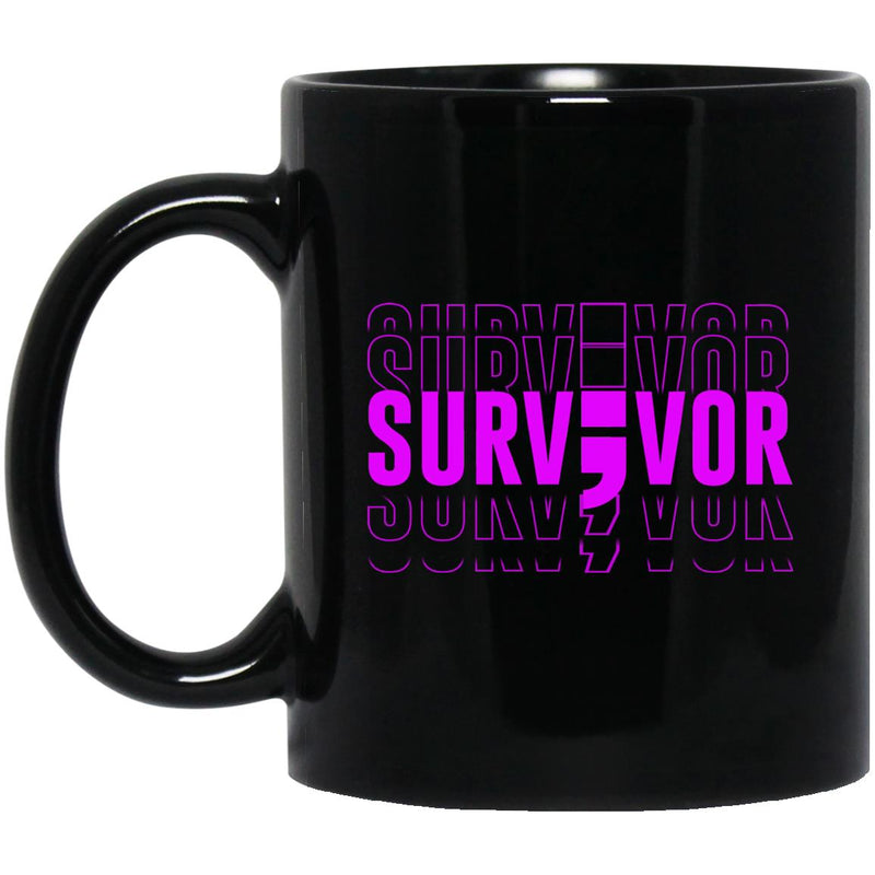 Addiction Recovery Mug | Inspiring Sobriety | Survivor; Semi-Colon