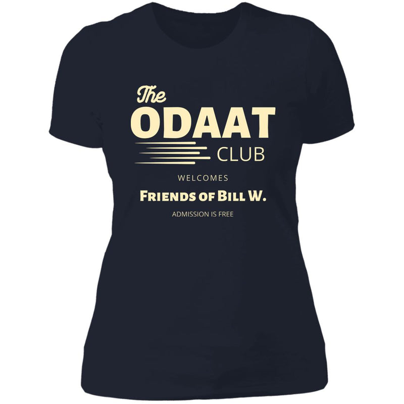 navy blue Womens Recovery T-Shirt | Inspiring Sobriety | The ODAAT Club welcomes friends of bill w.