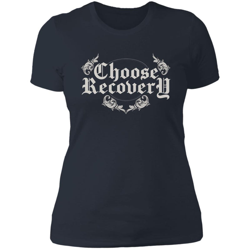 navy blue Womens Recovery T-Shirt | Inspiring Sobriety | Choose Recovery