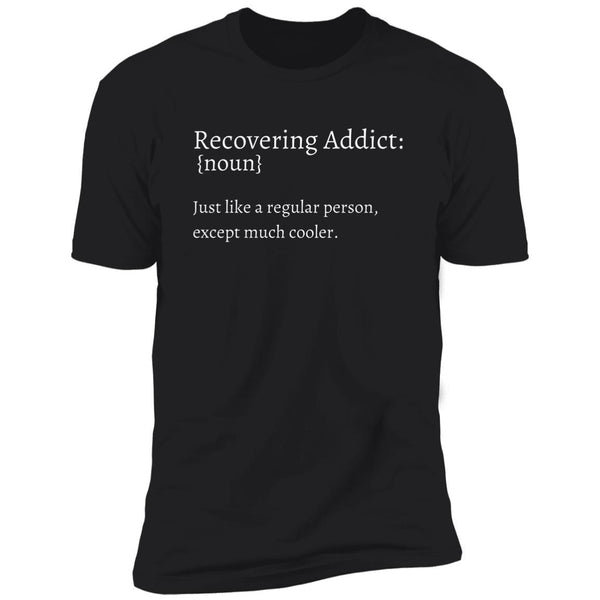 funny NA narcotics anonymous recovery dictionary definition of a recovering addict  mens tshirt