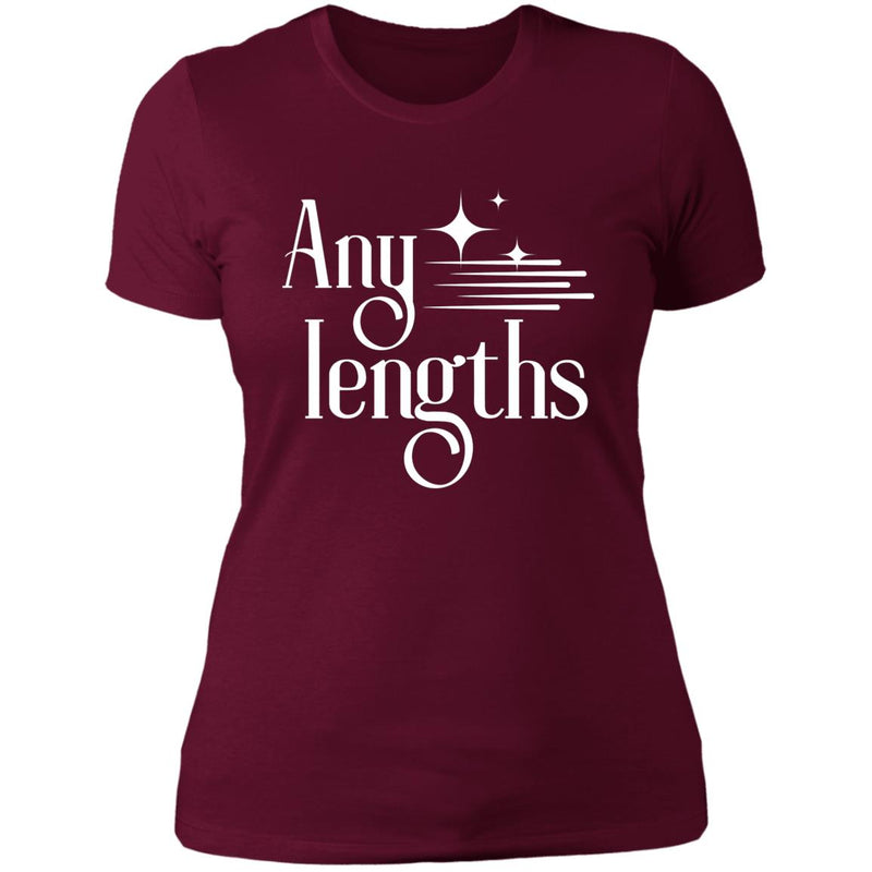 maroon red Womens Recovery T-Shirt | Inspiring Sobriety | Any Lengths