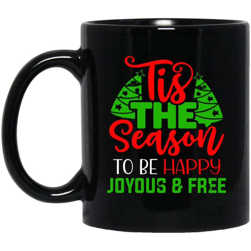 black christmas addiction recovery ceramic coffee mug tis the season to be happy joyous and free