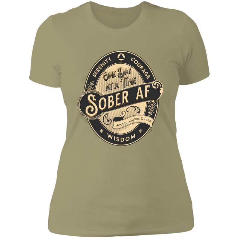 Womens Recovery T-Shirt | Inspiring Sobriety | Sober AF One Day at a Time