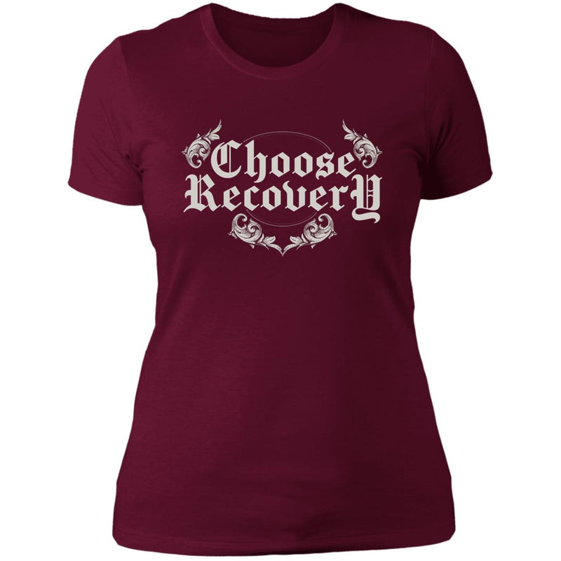 maroon red Womens Recovery T-Shirt | Inspiring Sobriety | Choose Recovery