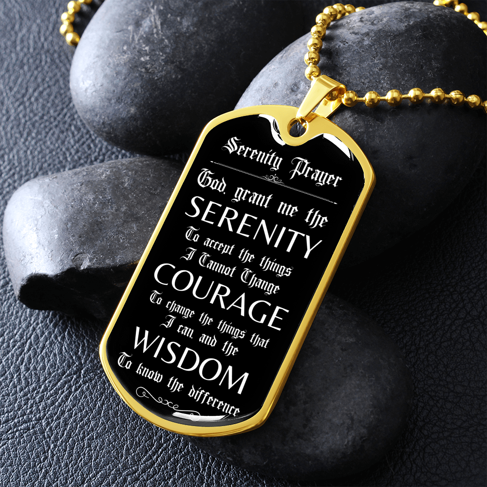 mens sobriety gift gold dipped Custom Recovery Dog Tag | Inspiring Sobriety | Serenity Prayer